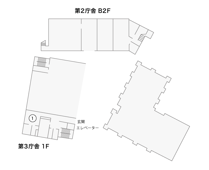 館内マップ(第2庁舎B2F・第3庁舎1F)の画像