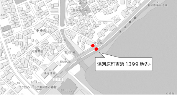 吉浜郵便局前バス停留所位置図