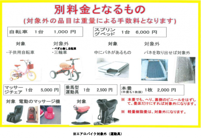 別料金となるもの